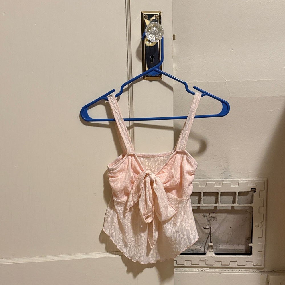 Pink Sleeveless Tie-Front Top